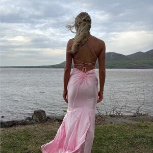 Jovani Light Pink Backless Dress